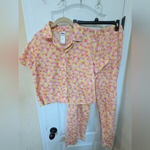 Old Navy Women's Floral Pajama Set - Pink and Yellow